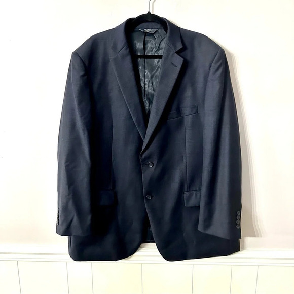 Pronto Uomo Platinum Modern Fit Men's Navy Wool Blend Blazer Jacket Sz 46R GUC - Picture 4 of 9